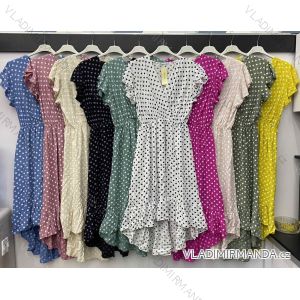 Šaty s bodkami krátky rukáv dámske (S / M ONE SIZE) TALIANSKÁ MÓDA IMWD213196