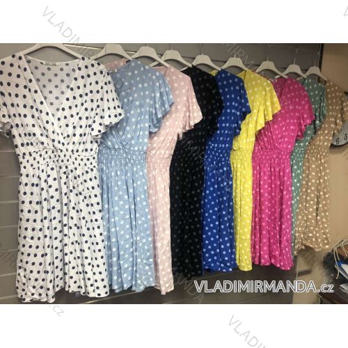 Šaty letné krátky rukáv dámske bodka (S / M ONE SIZE) TALIANSKÁ MÓDA IMWD213274