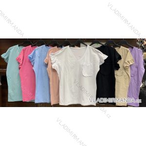 Tričko bavlnené krátky rukáv dámske (S / M ONE SIZE) TALIANSKÁ MÓDA IMWD213227