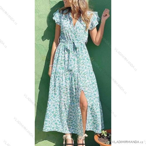 Šaty dlhé letné krátky rukáv dámske (S / M ONE SIZE) TALIANSKÁ MÓDA IMWK21396