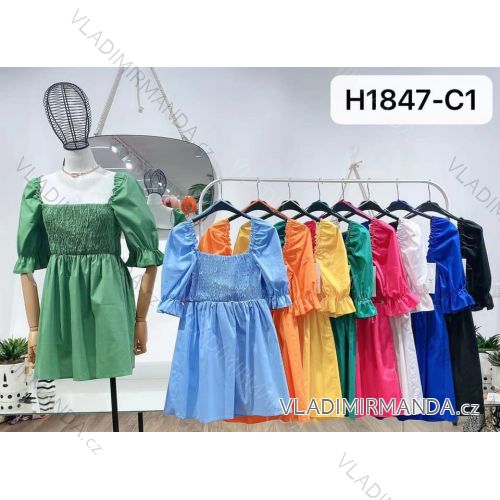 Šaty krátke letné plátené krátky rukáv dámske (S / M ONE SIZE) TALIANSKÁ MÓDA IMM21617