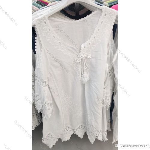 Blúzka čipkovaná dlhý rukáv dámska (L / XL ONE SIZE) TALIANSKÁ MÓDA IMWT21005