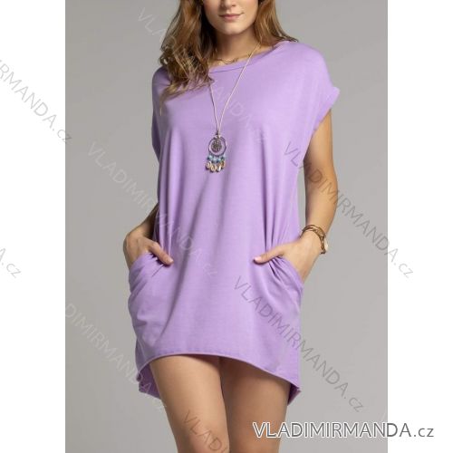 Šaty oversize tunika predĺženie krátky rukáv dámske (UNI M / L / XL / 2XL) TALIANSKÁ MÓDA IMC22269