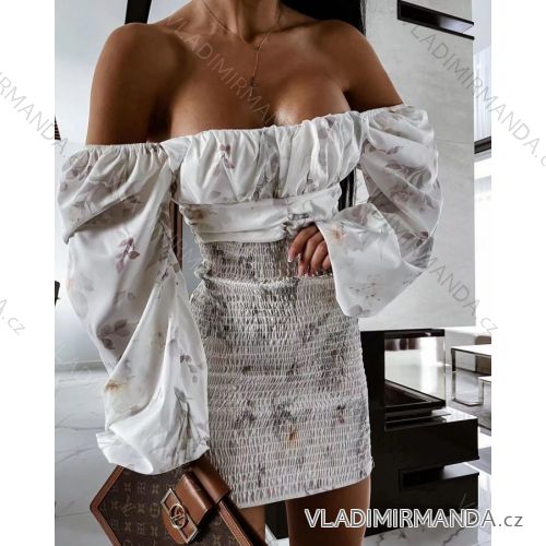 Šaty letné carmen dlhý rukáv dámske (S / M ONE SIZE) TALIANSKÁ MÓDA IMWE21127