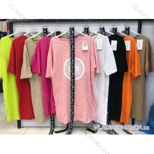 Šaty voľnočasové s pásikom krátky rukáv dámske (S / M ONE SIZE) TALIANSKÁ MÓDA IMWE21027