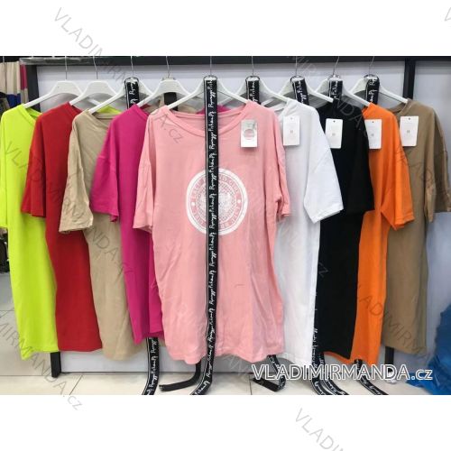 Šaty voľnočasové s pásikom krátky rukáv dámske (S / M ONE SIZE) TALIANSKÁ MÓDA IMWE21027
