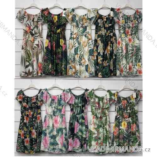 Šaty letné carmen cez ramená dámske (S / M ONE SIZE) TALIANSKÁ MÓDA IMWA21441