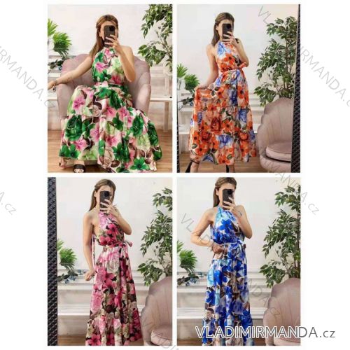 Šaty dlhé letné bez rukávov dámske (S / M ONE SIZE) TALIANSKÁ MÓDA IMR214102