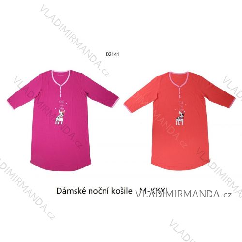 Košele nočné bavlnená dlhý rukáv dámska (M-3XL) WOLF D2141