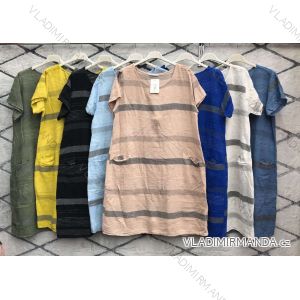 Šaty letné krátky rukáv dámske (L / XL ONE SIZE) TALIANSKÁ MÓDA IMWA214314