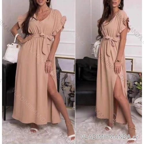 Šaty dlhé letné krátky rukáv dámske (S / M ONE SIZE) TALIANSKÁ MÓDA IMWK21B21087