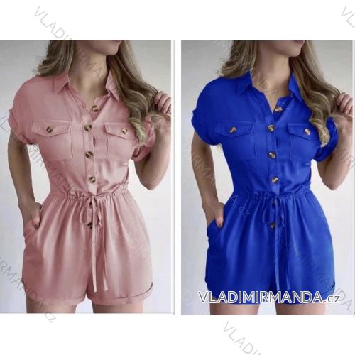 Overal letná košeľový krátky rukáv dámsky (S / M ONE SIZE) TALIANSKÁ MÓDA IMWB213785