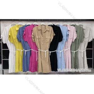 Šaty letné košeľové krátky rukáv dámske (S / M ONE SIZE) TALIANSKÁ MÓDA IMWA213796