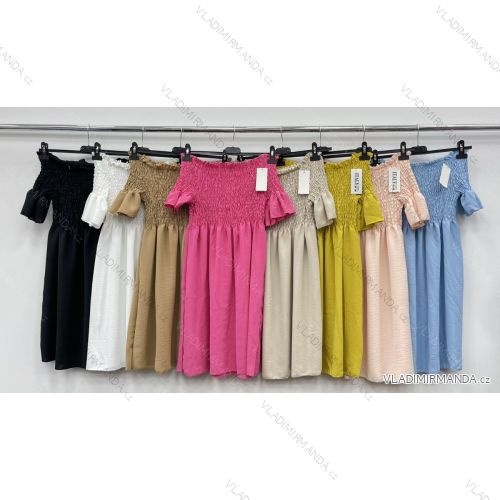Šaty letné žabičkování carmen dámske (S / M ONE SIZE) TALIANSKÁ MÓDA IMWD213819