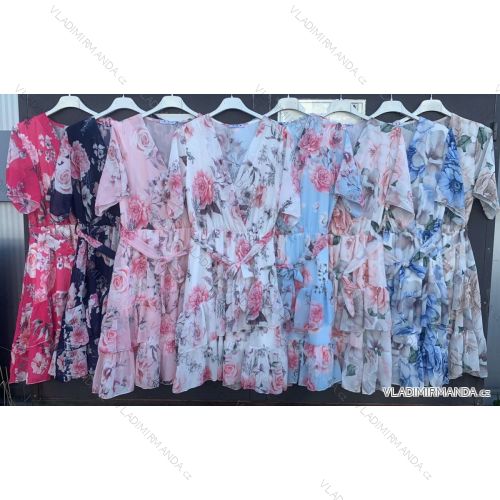 Šaty letné šifónové krátky rukáv dámske (S / M / L ONE SIZE) TALIANSKÁ MÓDA IMWM213906