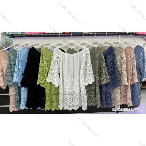 Šaty letné čipkované krátky rukáv dámske (S / M ONE SIZE) TALIANSKÁ MÓDA IMWD213945