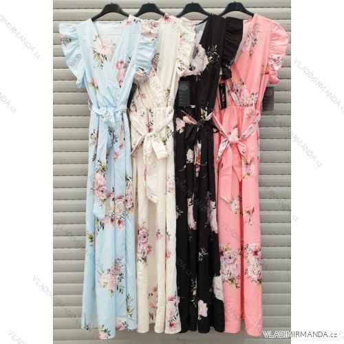 Šaty letné dlhé bez rukávov kvetované dámske (S / M ONE SIZE) TALIANSKÁ MÓDA IMWA214461
