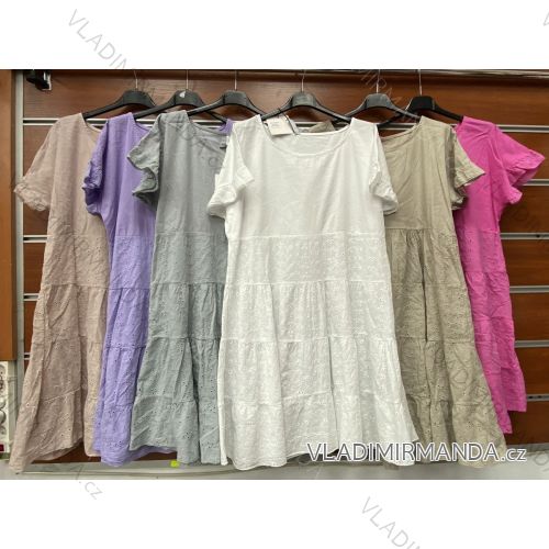 Šaty dlhé krátky rukáv dámske (S / M ONE SIZE) TALIANSKÁ MÓDA IMWV21078