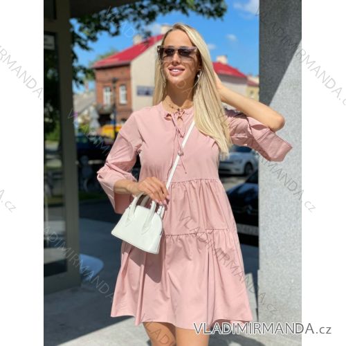 Šaty letní plátěné 3/4 krátký rukáv dámské (S/M ONE SIZE) ITALSKÁ MÓDA IMWK21EB22077