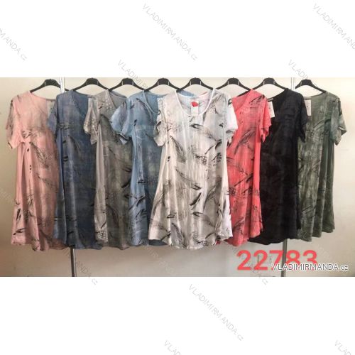 Šaty bavlnené krátky rukáv dámske nadrozměr (XL / XXL ONE SIZE) TALIANSKÁ MÓDA IMWT21053