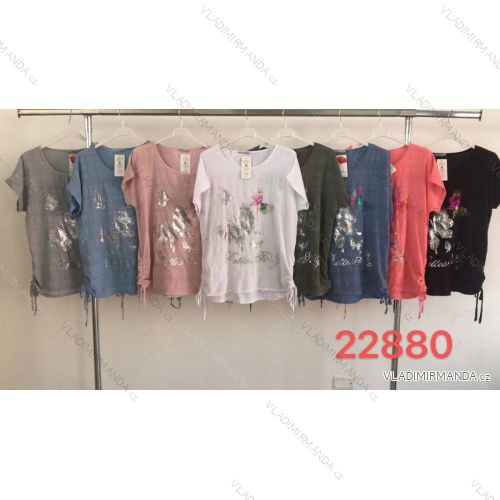 Tunika bavlnená krátky rukáv dámska nadrozměr (XL / XXL ONE SIZE) TALIANSKÁ MÓDA IMWT21067