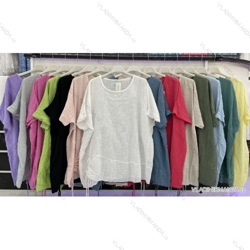 Tunika bavlnená krátky rukáv dámska nadrozměr (XL / XXL ONE SIZE) TALIANSKÁ MÓDA IMWT21118