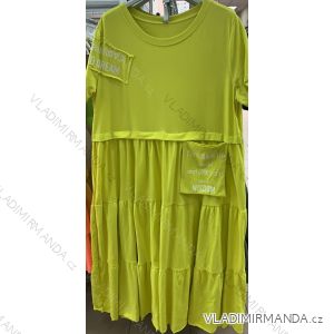Šaty bavlnené krátky rukáv dámske nadrozměr (XL / XXL ONE SIZE) TALIANSKÁ MÓDA IMWT21120