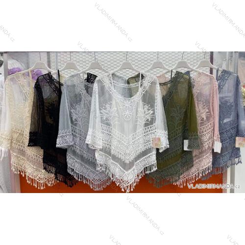 Blúzka čipkovaná dlhý rukáv dámska (M / L ONE SIZE) TALIANSKÁ MÓDA IMWT21126