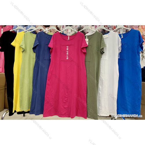 Šaty bavlnené krátky rukáv dámske nadrozměr (XL / XXL ONE SIZE) TALIANSKÁ MÓDA IMWT21133
