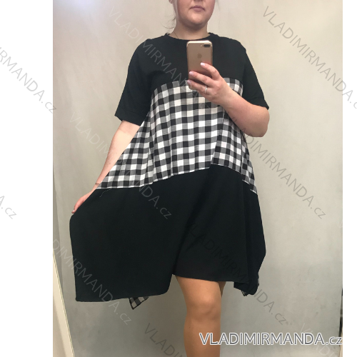 šaty krátky rukáv dámske nadrozměr (uni L/2XL) TALIANSKÁ MÓDA IMS20004