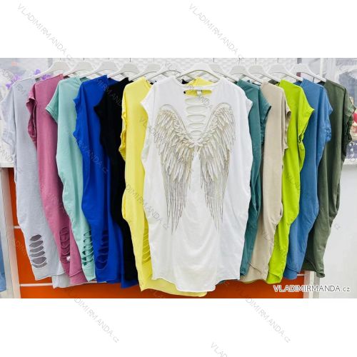 Šaty dlhé oversize krátky rukáv dámske nadrozměr (M / L / XL ONE SIZE) TALIANSKÁ MÓDA IMWT21145