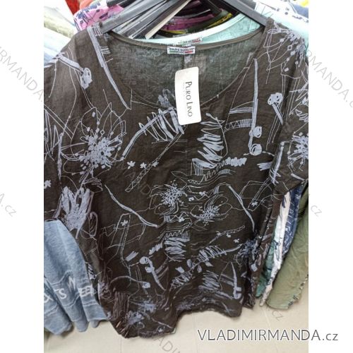 Šaty letné ľanové krátky rukáv dámske (XL / 2XL ONE SIZE) TALIANSKÁ MÓDA IMS21034
