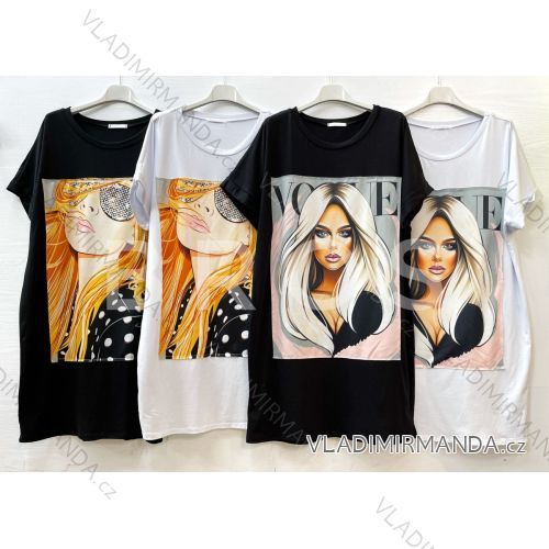 Šaty letné oversize s nášivkou krátky rukáv dámske (S / M / L ONE SIZE) TALIANSKÁ MÓDA IMWG215237