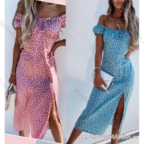 Šaty letné dlhé carmen dámske bodka (S / M ONE SIZE) TALIANSKÁ MÓDA IMWA215032