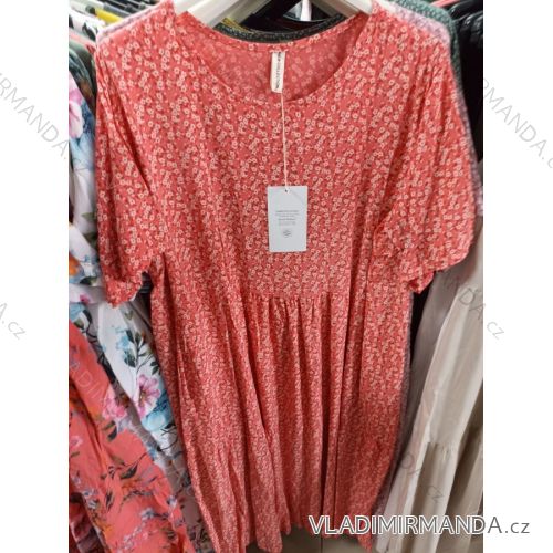 Šaty dlhé letné krátky rukáv dámske (XL / 2XL ONE SIZE) TALIANSKÁ MÓDA IMS21044