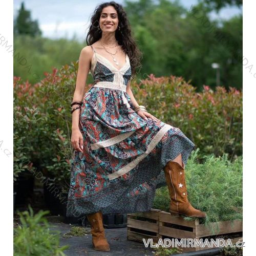 Šaty letné dlhé na ramienka dámske (S / M ONE SIZE) TALIANSKÁ MÓDA IMM21H2163