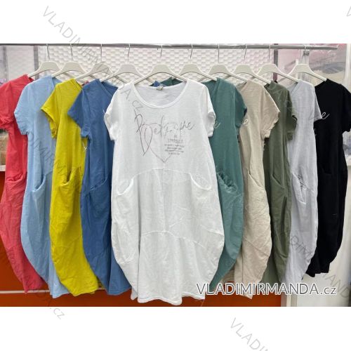 Šaty letné krátky rukáv dámske (L / XL ONE SIZE) TALIANSKÁ MÓDA IMWC215646