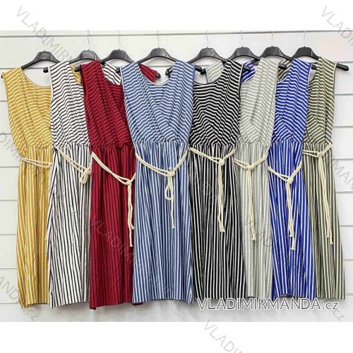 Šaty letné bez rukávov dámske prúžok (S / M ONE SIZE) TALIANSKÁ MÓDA IMWA215544