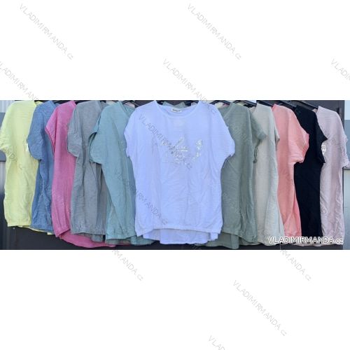 Tričko bavlnené krátky rukáv dámske (S / M ONE SIZE) TALIANSKÁ MÓDA IMWM215560