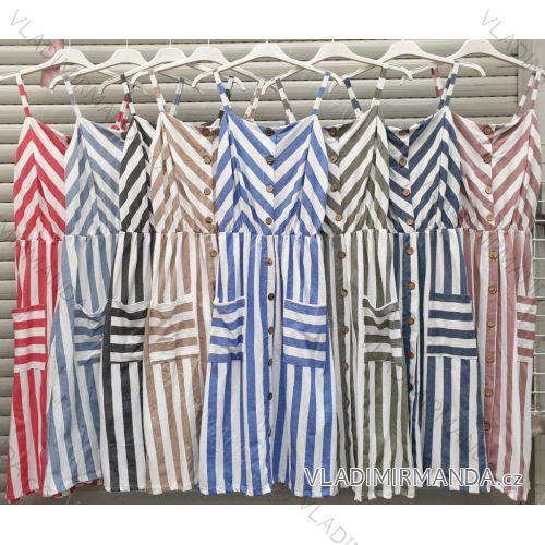 Šaty letné na ramienkach dámske prúžok (S / M ONE SIZE) TALIANSKÁ MÓDA IMWA215606