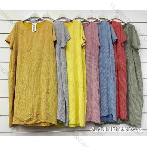 Šaty letné krátky rukáv dámske prúžok (L / XL ONE SIZE) TALIANSKÁ MÓDA IMWA215612