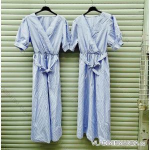 Šaty dlhé letné krátky rukáv plátené dámské prúžok (S / M ONE SIZE) TALIANSKÁ MÓDA IMWA215660