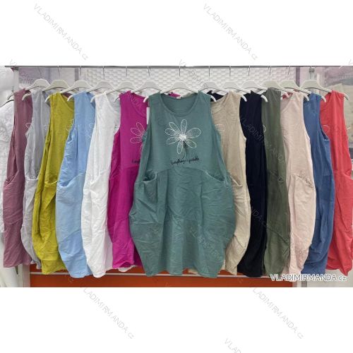 Šaty dlhé bez rukávov dámske nadrozměr (L / XL ONE SIZE) TALIANSKÁ MÓDA IMWT215671