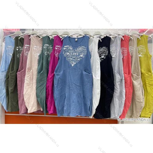 Šaty dlhé bez rukávov dámske nadrozměr (L / XL ONE SIZE) TALIANSKÁ MÓDA IMWT215672