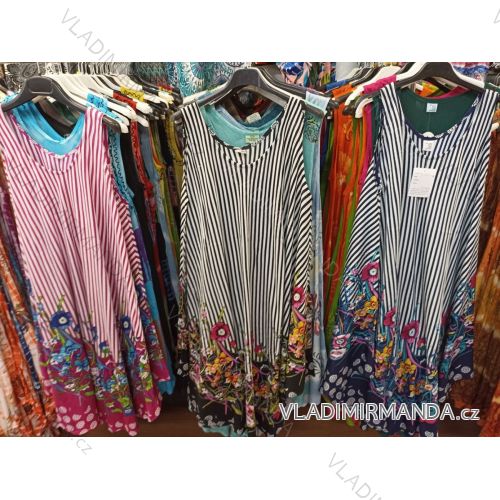 Šaty letné bez rukávov nadrozměr dámske prúžok (2XL / 4XL ONE SIZE) INDICKÁ moda MA821028