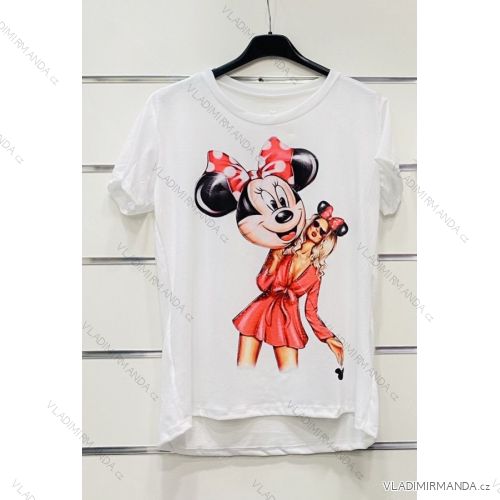 Tričko krátky rukáv dámske (S / M ONE SIZE) TALIANSKÁ MÓDA IMWK21233/DR S / M biela