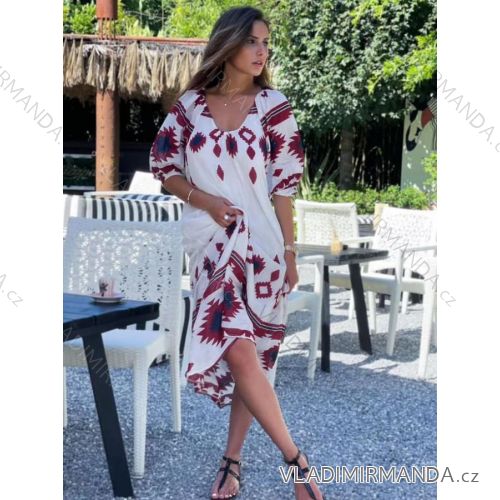 Šaty dlouhé letní krátký rukáv dámské (S/M ONE SIZE) ITALSKÁ MÓDA IMM211098