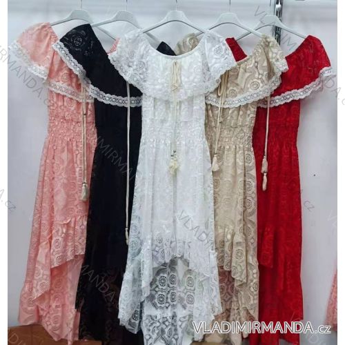 Šaty dlhé krajkové carmen dámske (S / M ONE SIZE) TALIANSKÁ MÓDA IMWA215759