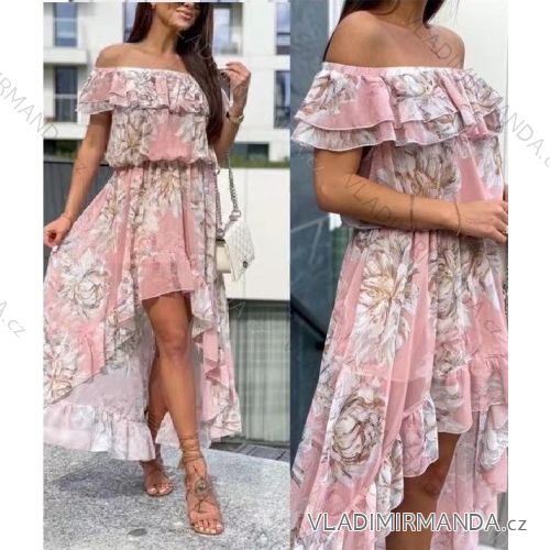 Šaty letné dlouhé šifónové carmen dámske (S / M ONE SIZE) TALIANSKÁ MÓDA IMWA215774