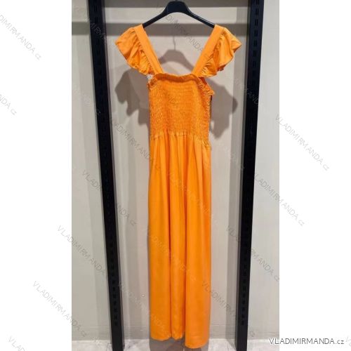 Šaty letné dlhé žabičkování na ramienka dámske (S / M ONE SIZE) TALIANSKÁ MÓDA IMWA215789